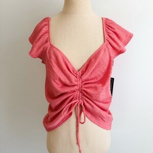 A. Byer Coral Ruched Top